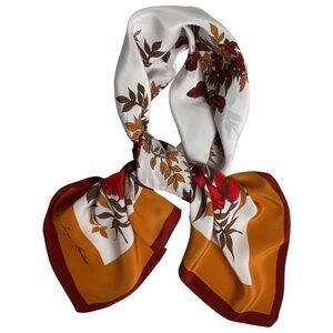 DANIEL LA FORET Women's Burgundy/White Hunting Logo Silk LUXURY Scarf